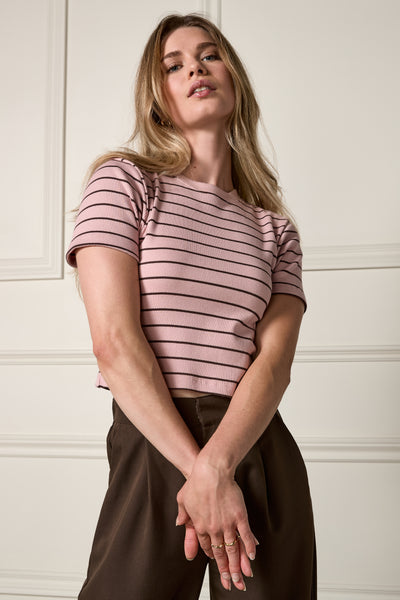 Cropped Ribbed T-Shirt - 9094