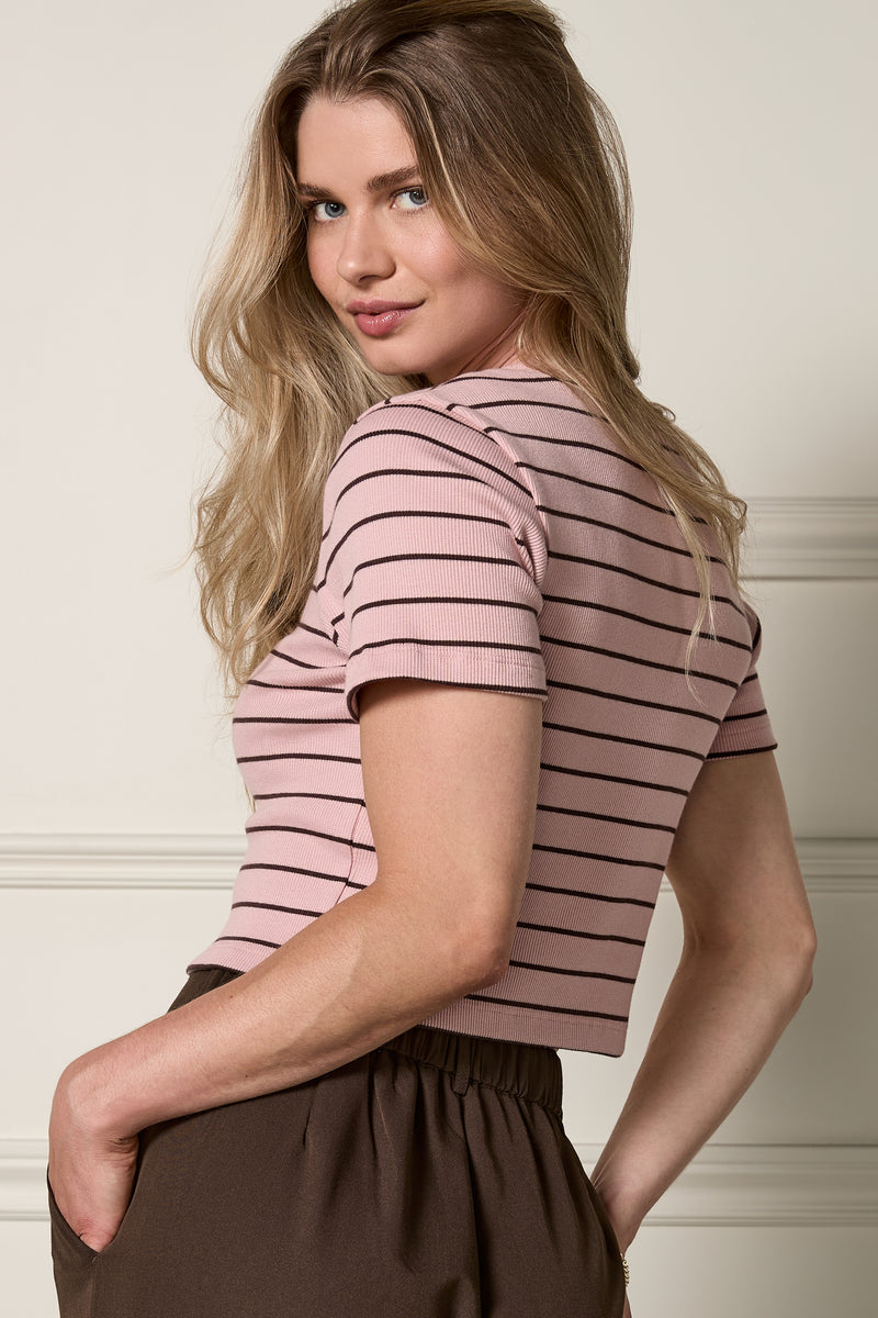 Cropped Ribbed T-Shirt - 9094